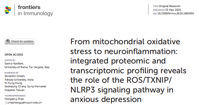 From mitochondrial oxidative stress to neuroinflammation: integrated proteomic and transcriptomic profiling reveals the role of the ROS/TXNIP/NLRP3 signaling pathway in anxious depression